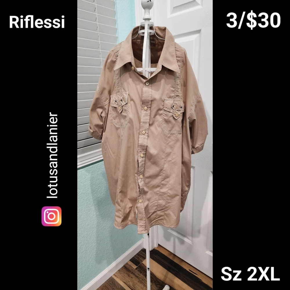 Riflessi Tan Casual Button Down Shirt Sz 2XL 3/$30